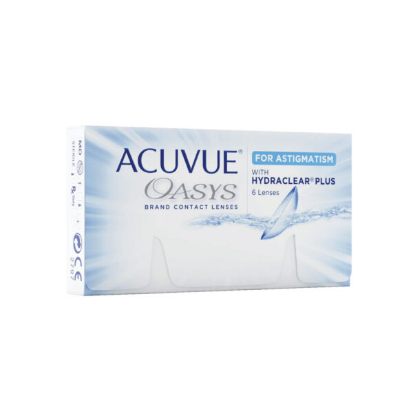 ACUVUE-Packshot-OASYS-w-HYDRCLEAR-ASTIG-6P-Left-No-UV ACUVUE OASYS toorilised läätsed astigmatismi ja silindri korrigeerimiseks